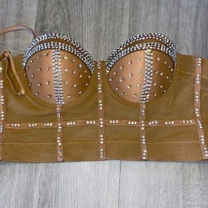 Brown corset, diamond studded